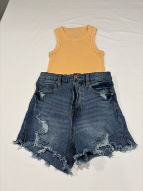 Celebrity Pink Distressed Blue Denim Jean Shorts
